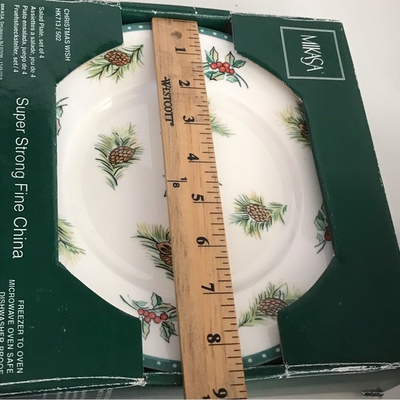 MIKASA Christmas Wish Set of 4 Salad Plates Super Strong Fine China - NIB - Picture 11 of 14